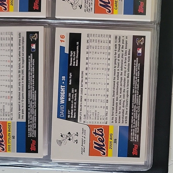 David Wright #16 Baseball Card Mimt Condition (mets) 2005 3B Topps Baseball Card - Picture 2 of 2